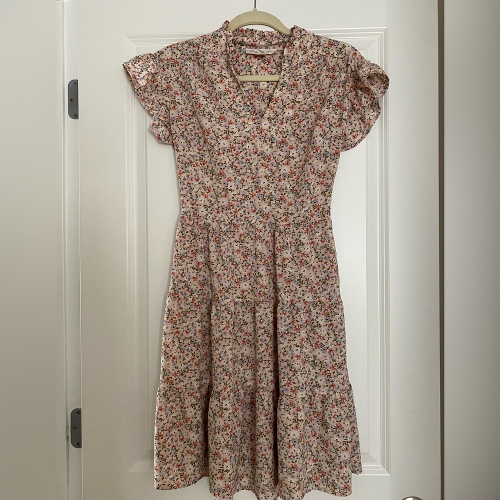Monteau Floral Dress in Pink and Cream